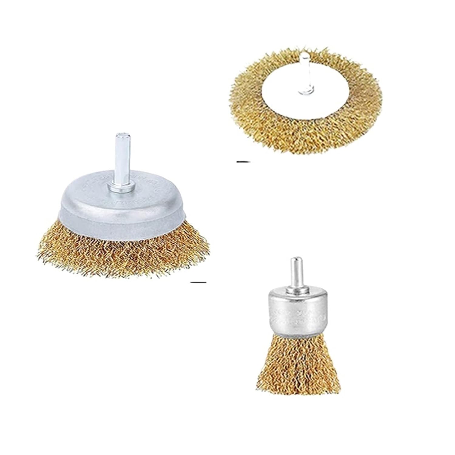 3/10pcs Drill Bit Wire Brush Set Shank Diameter 6mm Drill Bit Wire Brush Flat/Bowl/Pen Brush Used for Cleaning and Rust Removal(3pcs)