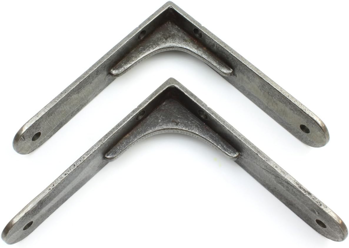 Pair of Corner Brace Gallows Style Antique Cast Iron Shelf Brackets - 150mm x 150mm