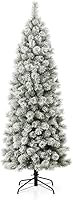 Vista 33 de Glitzhome Prelit Christmas Tree, 6ft Flocked Artificial Christmas Tree Serene Snowscape Fir with 300 Warm White Lights for Home, Office, Party