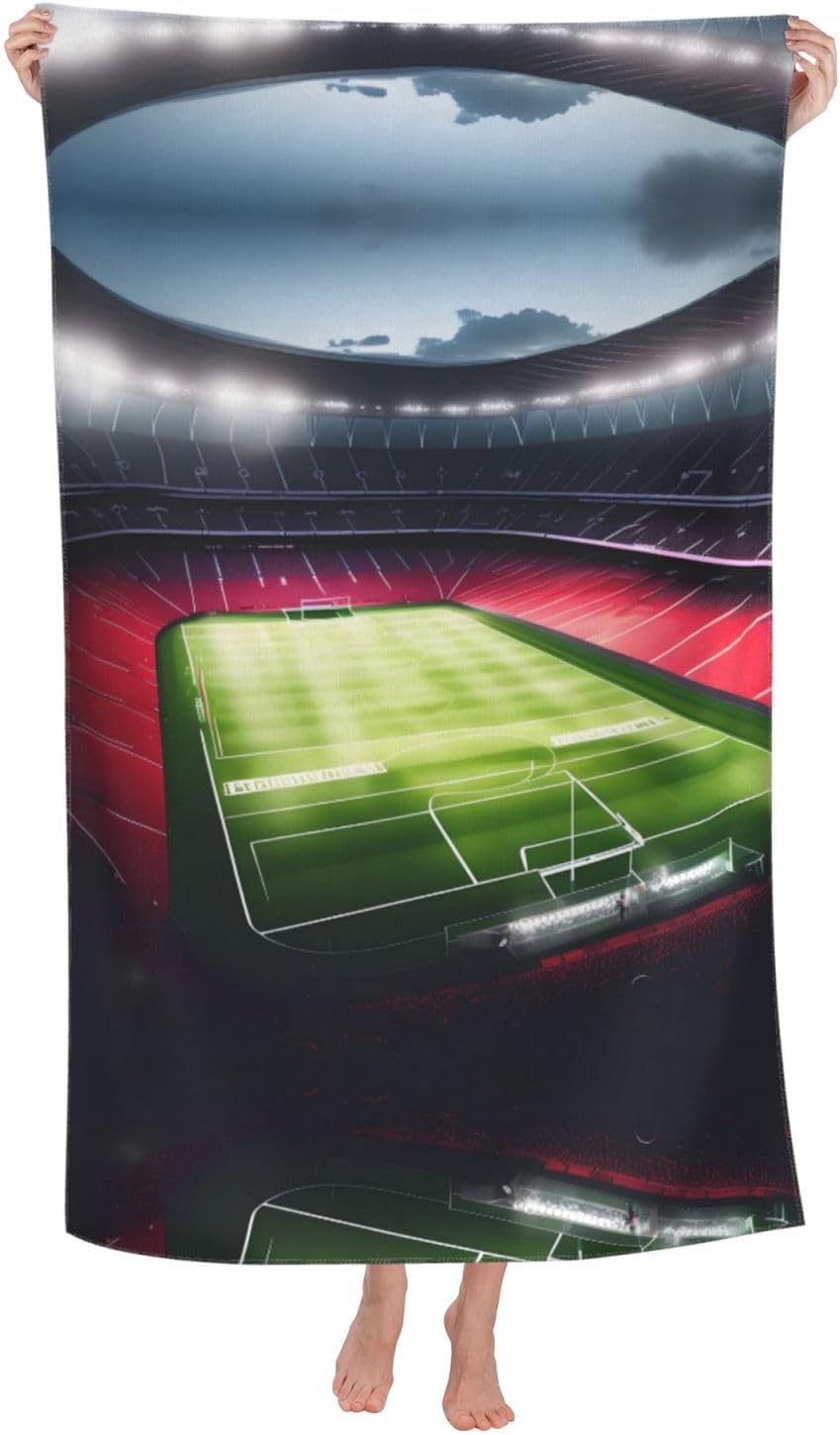 Stadium Football Satdium Field Light Night Microfiber Beach Towels, Sand Free Beach Towel, Quick Dry Beach Towel, Large Towels for Adults