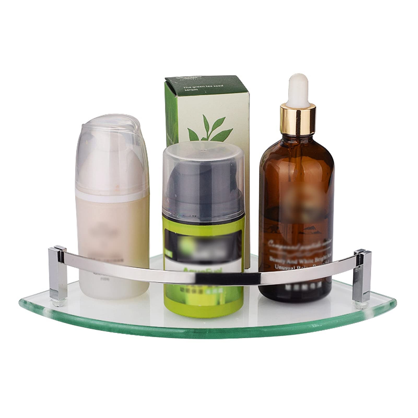 Estante de vidrio para baño con acabado en acero inoxidable premium