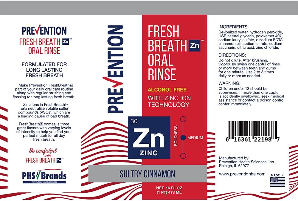 Prevention FreshBreath | Zn Alcohol-Free Fresh Breath Mouthwash – Active Zinc for Long Lasting Mouth Freshness – Sultry Cinnamon Mouthwash for Bad Breath : Beauty & Personal Care
