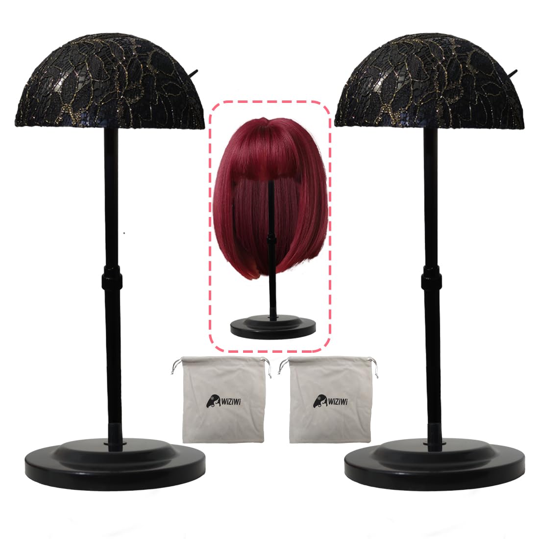 Wig Stand 2PCS Adjustable Height Portable Wig Holder Stands