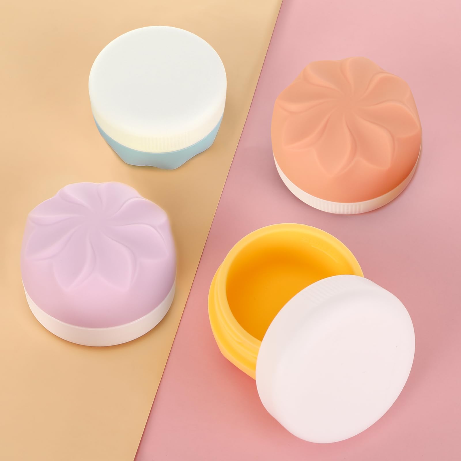 Pavlleen 4 Pezzi vasetti per crema da riempire, 30 ml Barattoli per Crema in Silicone, con bustina trasparente, accessori da viaggio/accessori da viaggio, per cosmetici, creme, lozioni