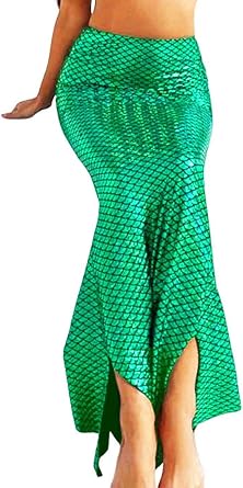 Zoestar Mermaid Long Skirt Beach Fish Scale Skirts Party Club Costume for Women