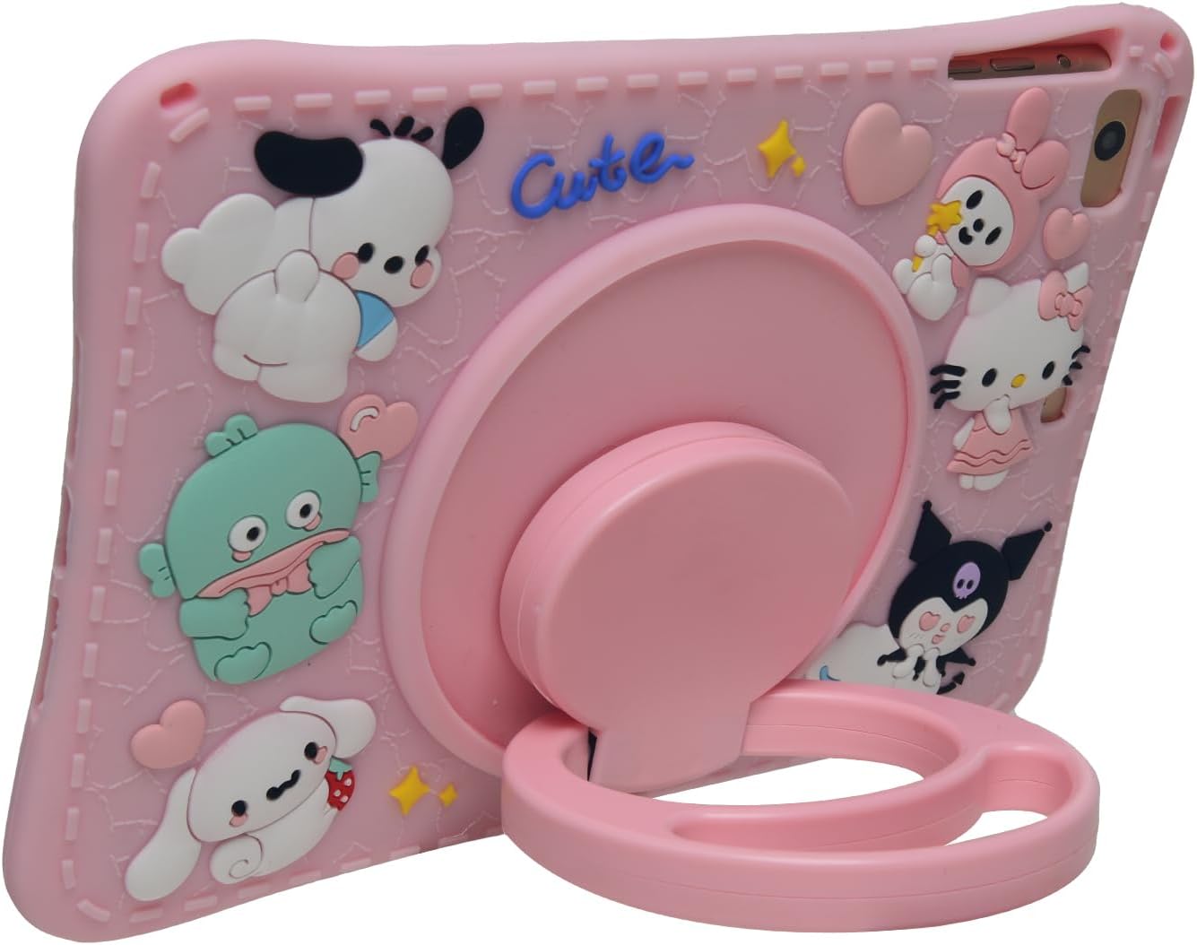 Cartoon Case for iPad Pro 10.5"/ iPad Air 3，MONEHOYSY Cute Soft Silicone Kickstand [Drop Proof,Shock Proof,Anti Slip] Back Stand Cover Case for Kids Children Teens Girls Boys (Kitty-1)