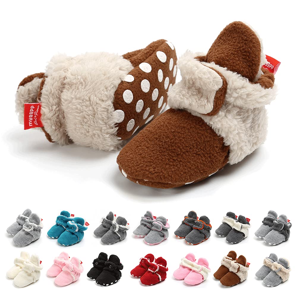 EDOTON Unisex Newborn Winter Boots Warm Stripe Bootie Non-Slip Sole Soft Stay On Ajustable Bootie Sock — view 15