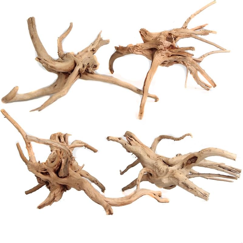 Galhos de Madeira Natural para Decoração de Terrário e Aquário em Formatos Variados emourS, 4 Peças