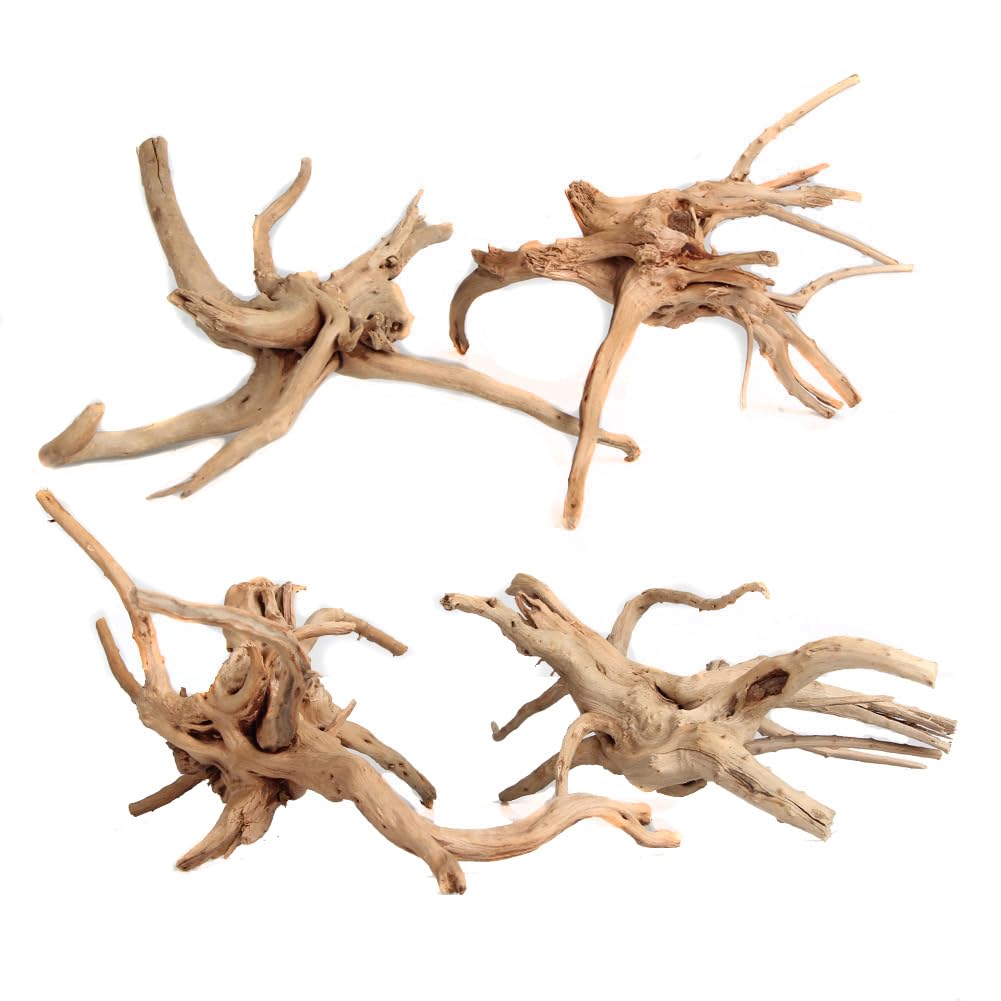 emours Driftwood Branches Reptiles Aquarium Decoration Assorted Size,(5.5-8 inch in Length),4 Pieces (Spider Wood)