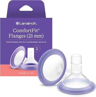 Lansinoh ComfortFit Breast Pump Flanges 21mm, 2 Pack - Soft Flexible Rim for Secure Seal & Max Efficiency