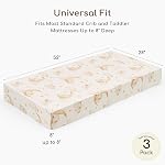 3 Pack Baby Crib Sheets Fitted 28"x52" Standard Crib and Toddler Mattress, Soft Breathable Microfiber Snug Fit Crib Sheet (Brown Balloon)