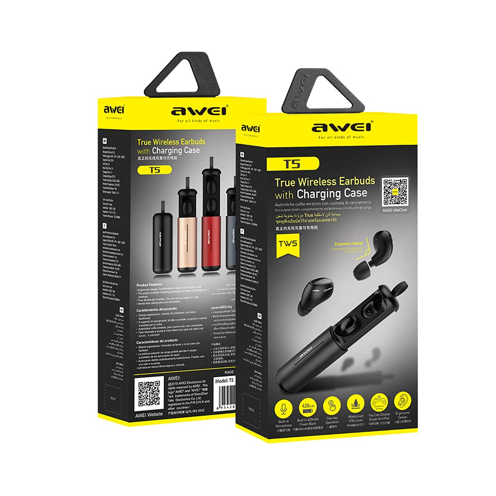 Veri Auricolari Wireless, Cuffie Bluetooth con Riduzione del Rumore, con Microfono, IPX4 Impermeabile, Stereo Hi-Fi, per L'allenamento in Palestra
