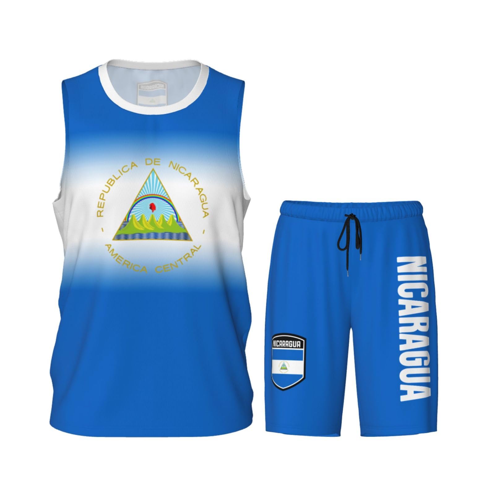 DABOYOZHZH Nicaragua Flag Basketball Uniform Suit for Men Team Training Athletic Gradient Jersey