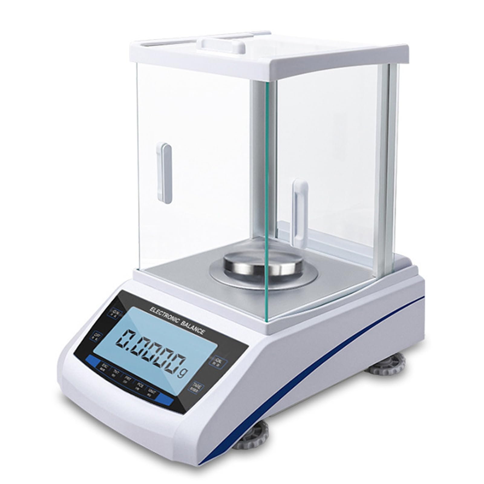 Analysenwaage, Präzisionslaborwaage 0,1 mg, LCD-Display, Kalibriergewicht, Windschutz, RS232, für Schule und Teileprüfung, Größe: 220 g/0,1 mg