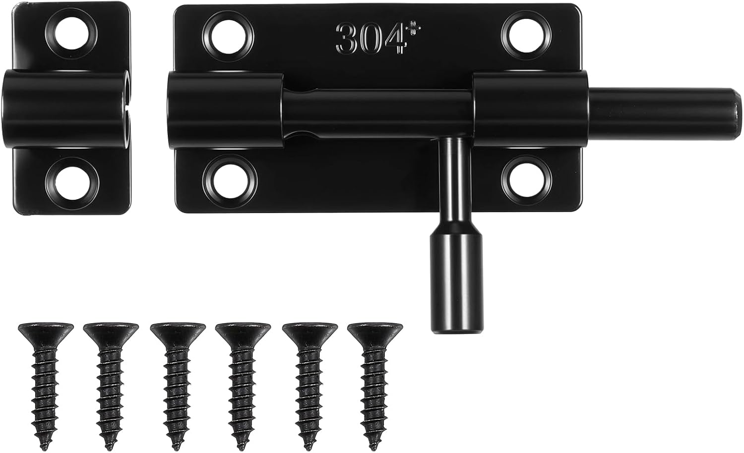 Slide Bolt Latch, Bathroom Stall Door Bolt Latch 3 Inch, 304 Stainless Steel Black Double Side Door Lock for Interior Front Toilet Barn Fence Garage Pet Room Gate Security Lock with Padlock Hole