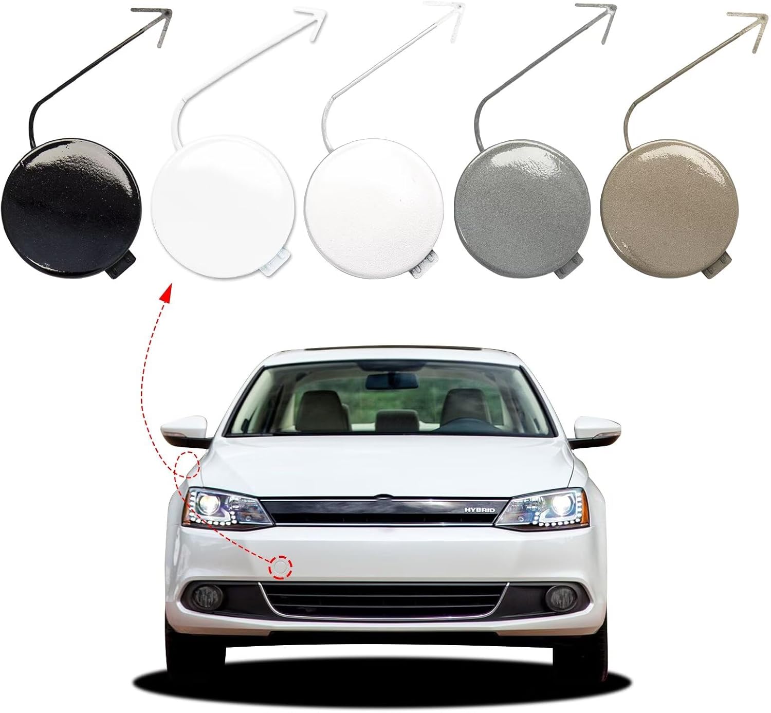 Front Bumper Tow Hook Cover Towing Eye Cap For VW Jetta 2011 2012 2013 2014 5C6807241 5C6807241B (Gray, right passenger side) Xinpinsai