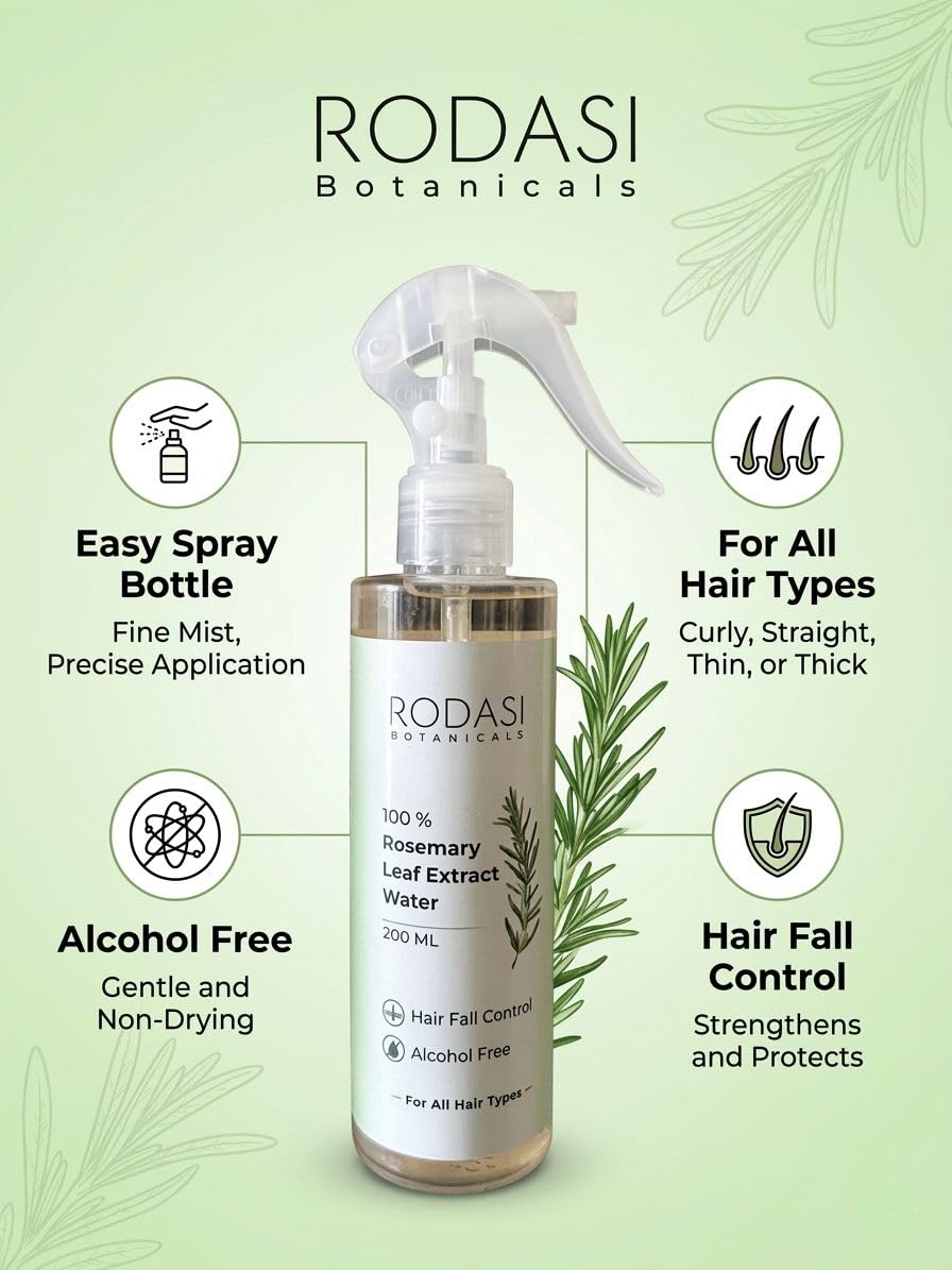 RODASI Rosemary Water Hair Spray, 200ml, with Rosemary Extract, for Hair Regrowth and Thickness, Unisex Adult 4