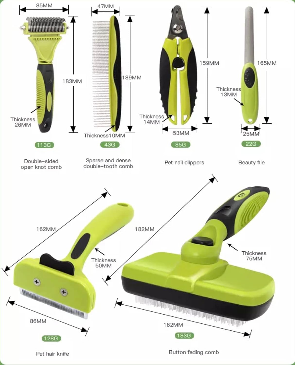 Happlr™ Ultimate Dog Grooming Kit: Dog Brush Set, Dog Hair Brushes - Slicker Brush, Detangling Brush, Dog Brush for Shedding, Undercoat Rake for Dogs | Nail Kit - Dog Nail Clipper, Dog Nail Trimmer