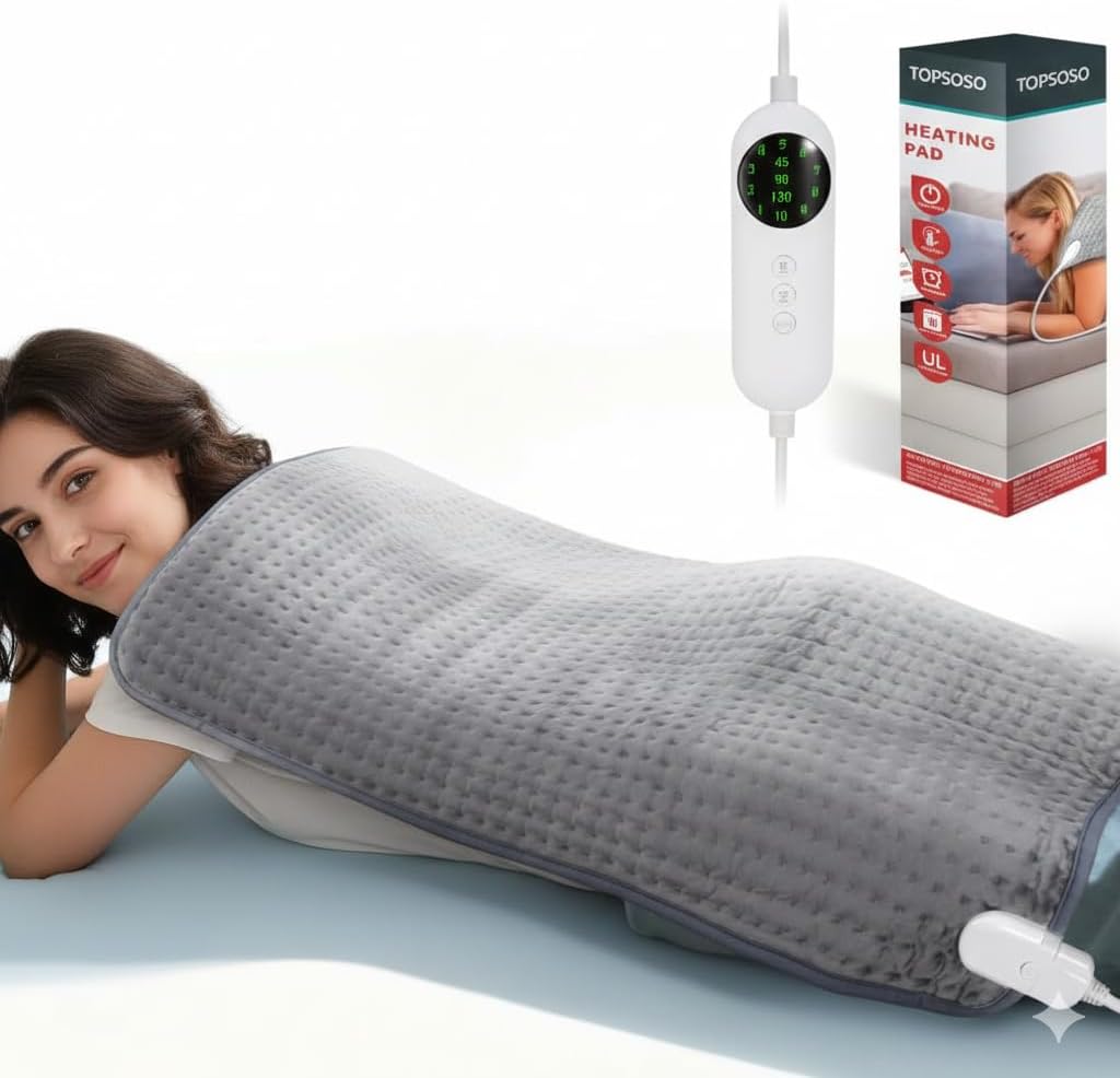 Extra Large Heating Pad for Back Pain & Cramps Relief - 20"x40" Heated Throw Blanket, 10 Heat Modes & 3 Timer Settings, Machine Washable,Electric Throw