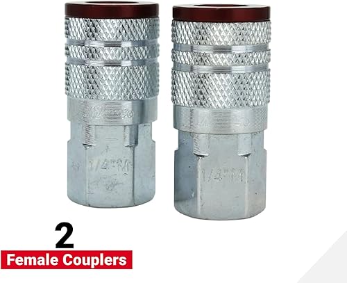 Vista 6 de ColorFit by Milton Kit de acoplador y enchufe - (estilo M, rojo) - 1/4" NPT, (14 piezas)