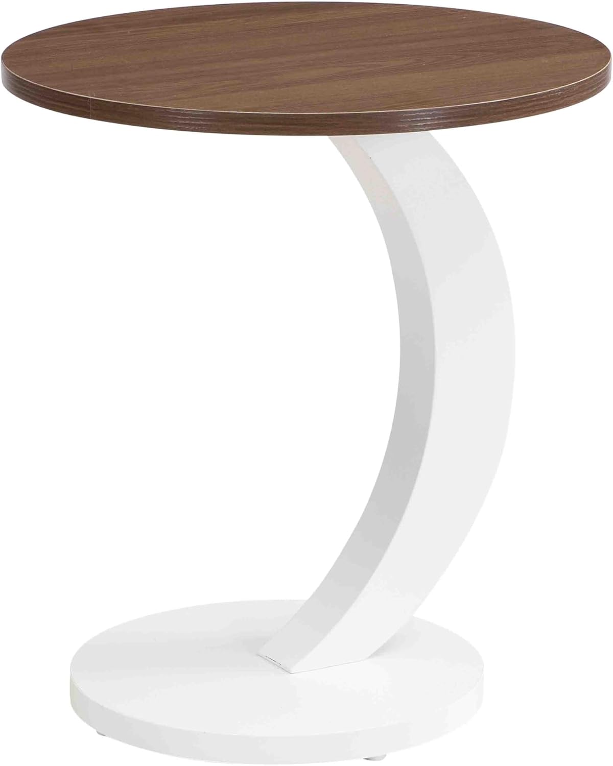 Modern Nesting Coffee Table Set of 2, 47.24" Oval Coffee Table and 19.7" Small Round End Table, 2 Piece Living Room Table Set with Brown Wood Top & White Metal Legs for Living Room Apartment