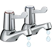 Pair of 2 Bathroom Basin Taps, Chrome Plated Copper Body Lever Bathroom Sink Tap for Hot and Cold Water, Pair of Bathroom Sink Taps for Bathroom Kitchen, Sink tap Double Basin taps