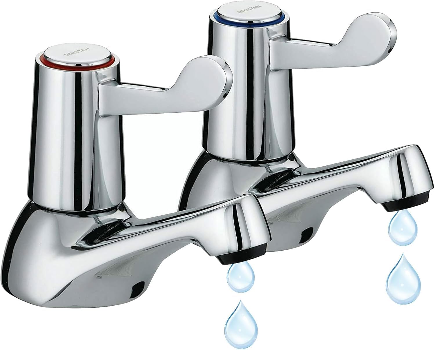 Yeqqzq Pair of 2 Bathroom Basin Taps, Chrome Plated Copper Body Lever Bathroom Sink Tap for Hot and Cold Water, Pair of Bathroom Sink Taps for Bathroom Kitchen, Sink tap Double Basin taps