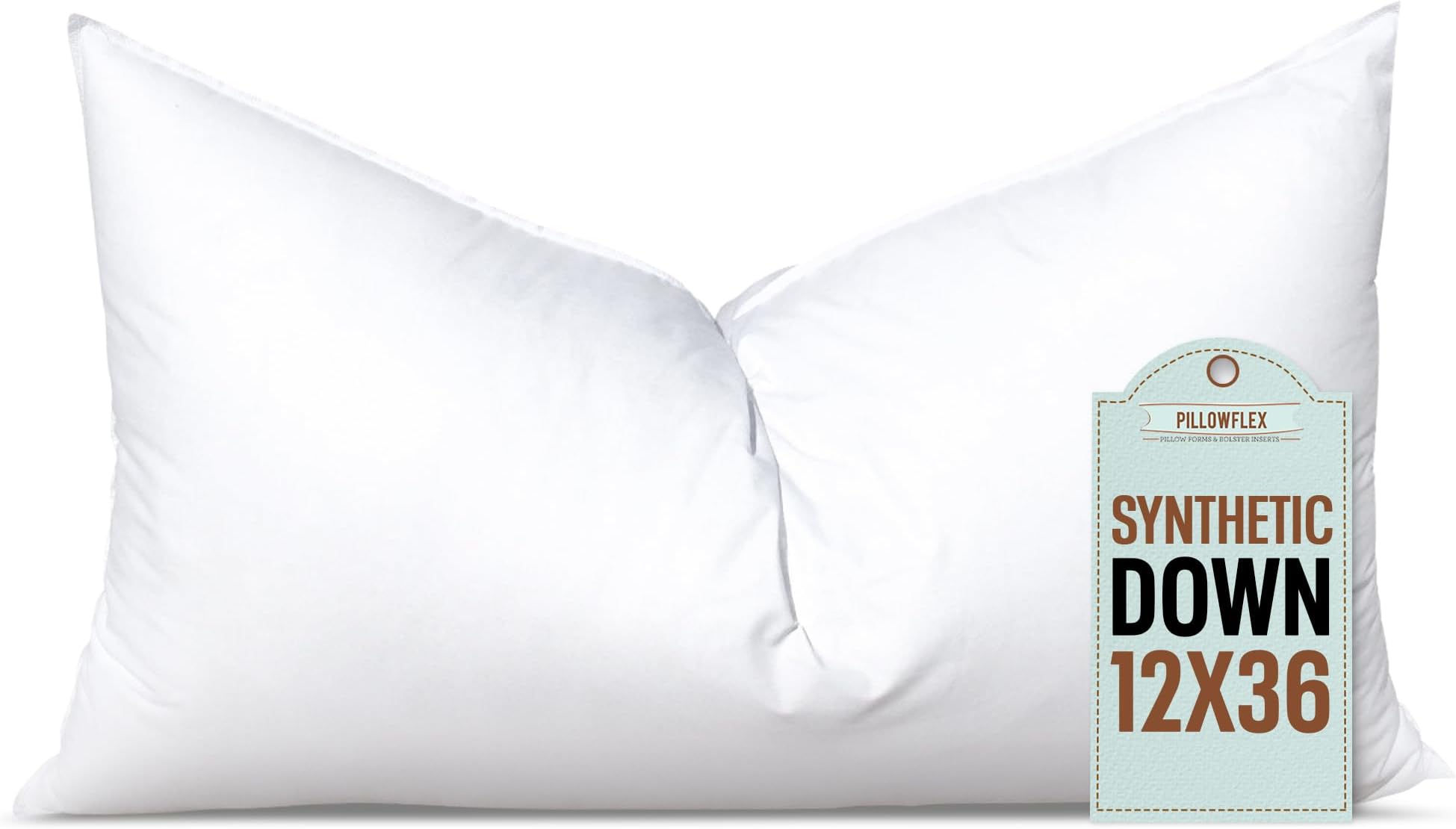 Pillowflex Synthetic Down Pillow Insert - 12x36 Down Alternative Pillow, Ultra Soft, Large Rectangle Body Sleeping Pillow, Lumbar, Long, Back - 1 Decorative Pillow Form