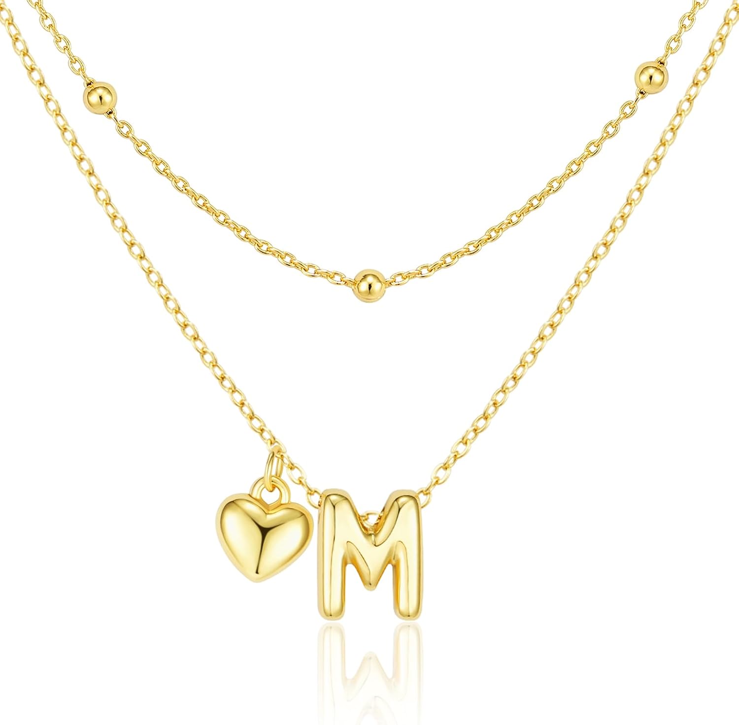 Cute Jewelry: Dainty Gold Plated Heart Initial Necklaces for Women