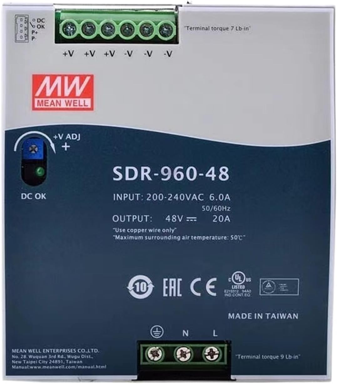 1PCS SDR-960-48 48V 20A 960W Single Output Industrial DIN Rail with PFC Function Switching Power Supply