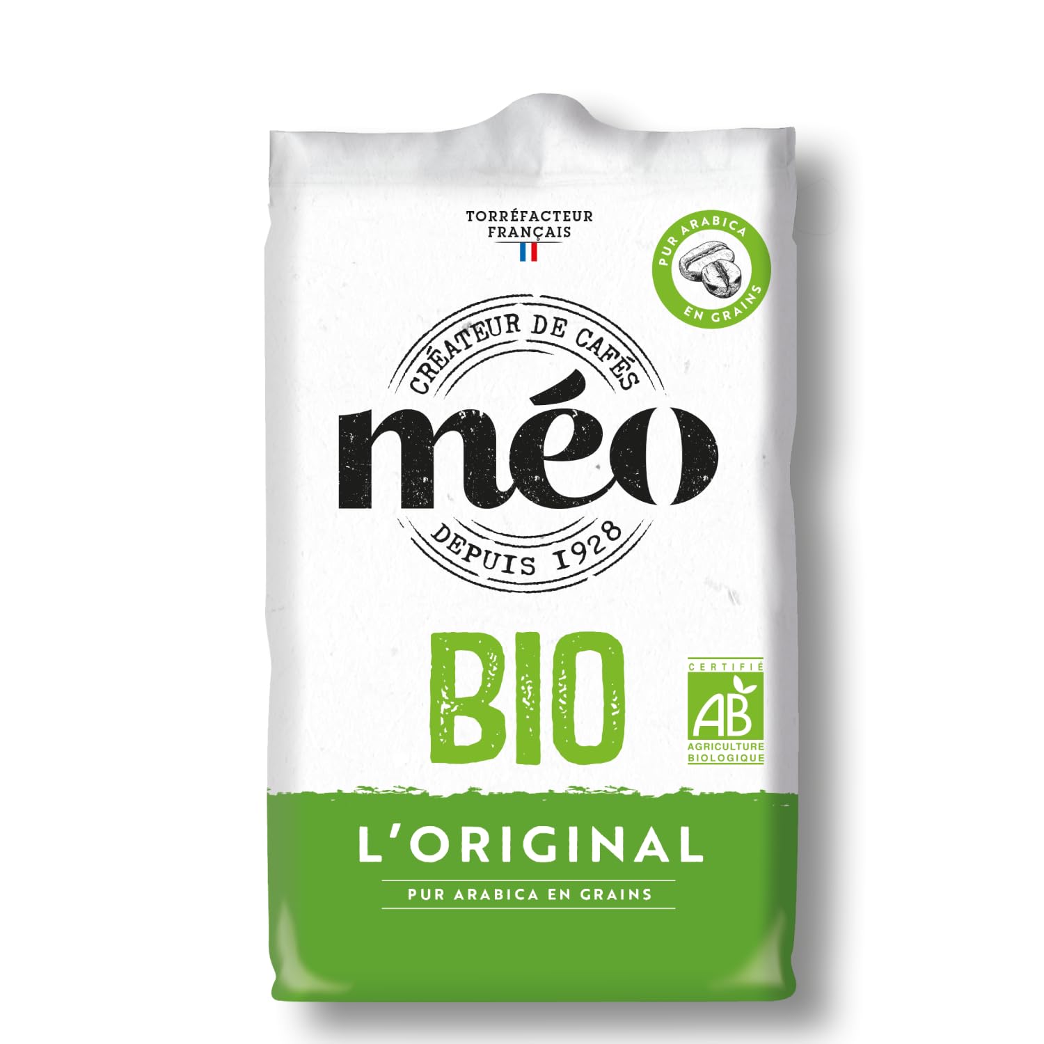 Cafés Méo - Café en Grains Biologique Original Pur Arabica - 3 kg - Intensité 7/10 - Arômes Authentiques, Riche et Fruité - Agriculture Biologique - Lot de 6 x 500 gr