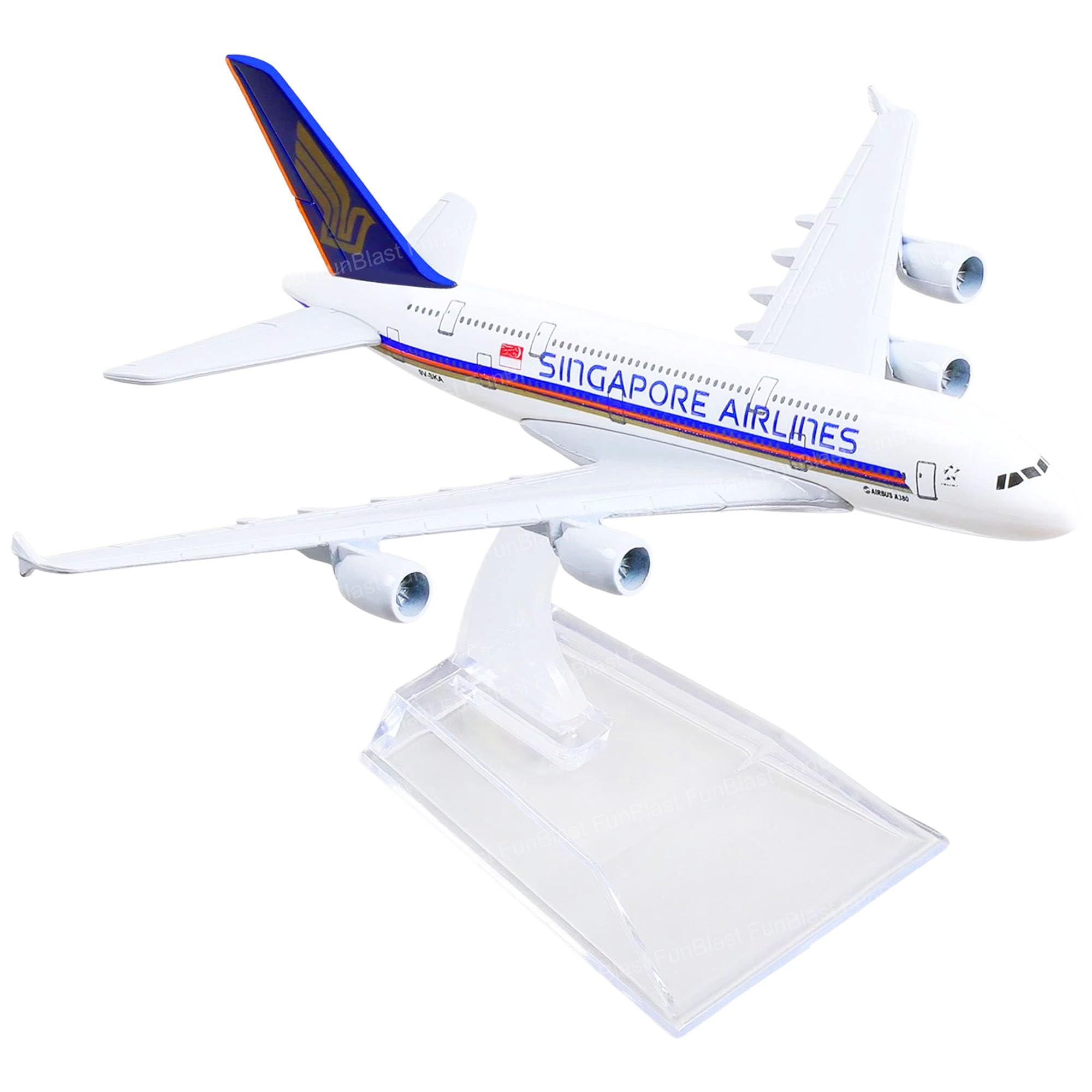 FunBlast Diecast Aeroplane Scale Model - Airplane Miniature Model Only for Display, Size -16 Cm (A380-Singapore)-image-36