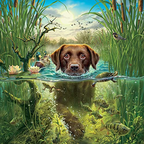 5D DIY Diamond Art Painting Kits, Diamond Art Painting Pictures by Numbers Kits, Rhinestone Diamond Cross Stitch Embroidery Canvas Painting Pictures Painting for Children Adults - Puppy