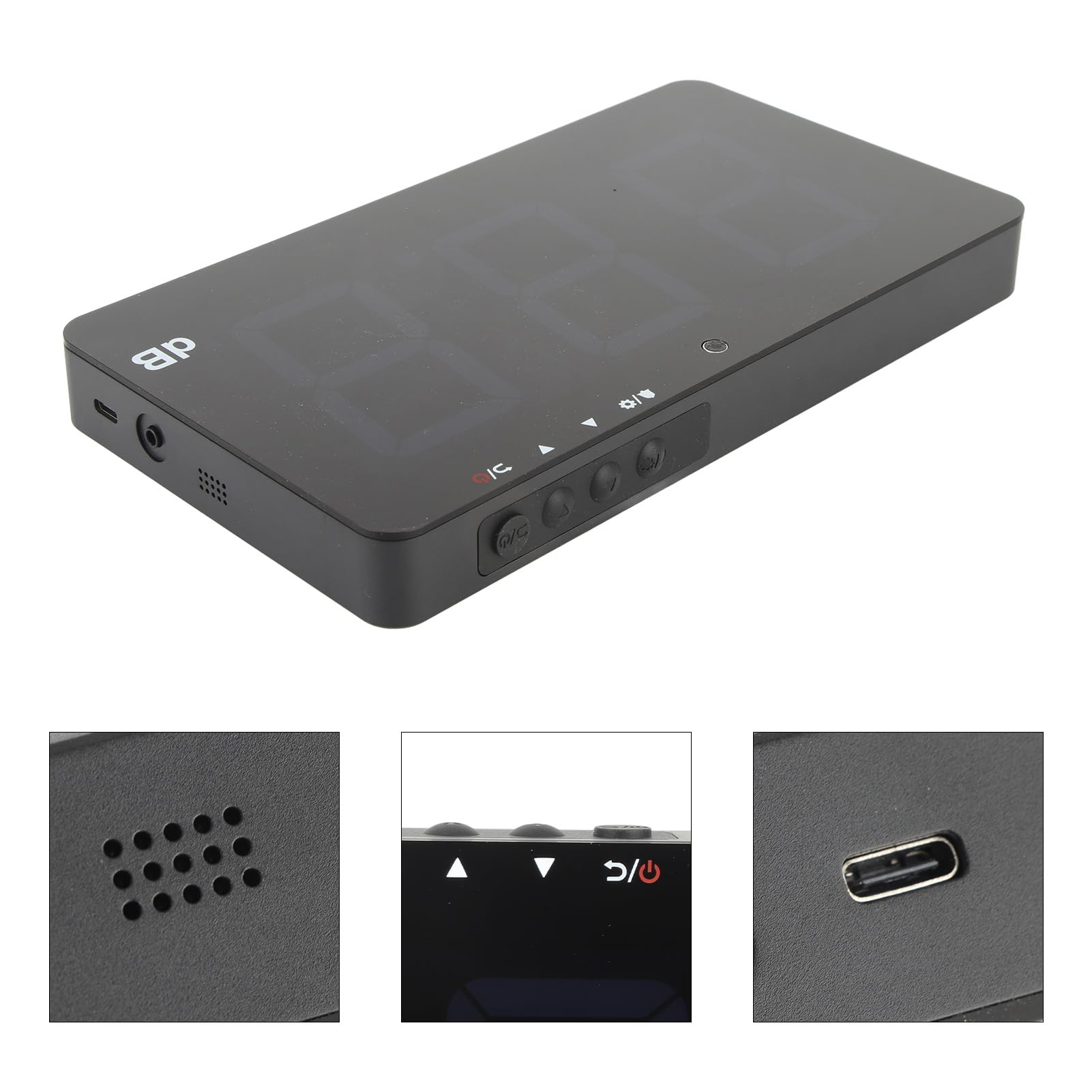Misuratore di Decibel da Parete, Alimentato USB 9.6" LCD Misuratore Digitale di Livello Sonoro 30-130dB con Allarme e Memoria Dati