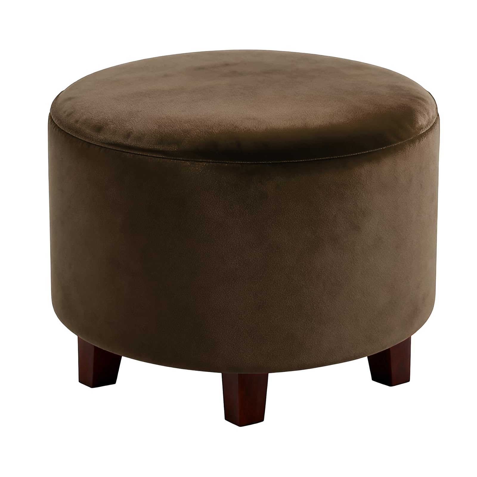 sourcing map Velvet Round Footstool Slipcover, Stretch Foot Stool Protector Covers Plush Furniture Protector Cover with Elastic Bottom for Footstool Living Room Bedroom(Medium, Dark Brown)
