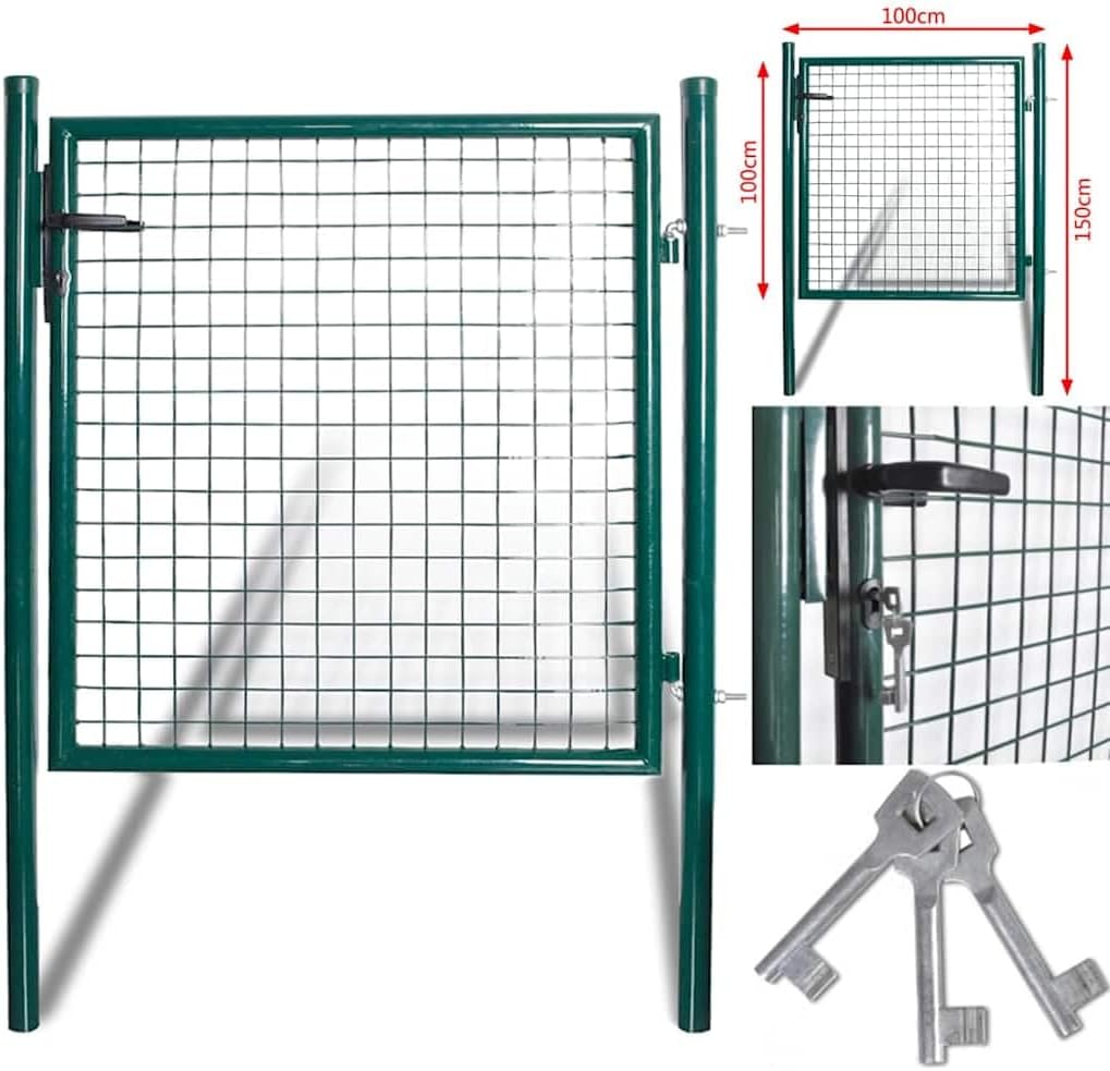 vidaXL Single Door Fence Gate 39.4x39.4 Powder-Coated Steel