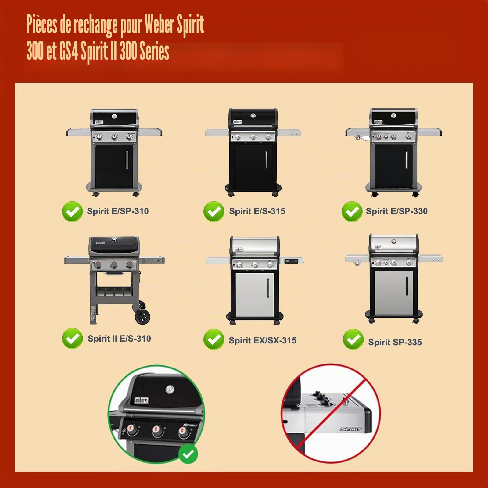 Denmay 7638 Plaque de cuisson en fonte pour Weber I & II Spirit E/S 310, 320, 330, Spirit E-310 Classic, Spirit 700, Genesis Silver B/C, pour barbecues SmokeFire EX4 et EX6 au charbon 44,5 x 30 cm
