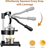 Vista 5 de Cast Iron Juicer Hand Press for Lemon Pomegranate Lime Citrus Fruits with Stainless Steel Cup, Heavy-Duty Manual Juicer Press, Orange Crush Machine