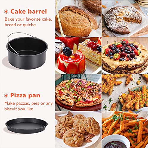Abizarch 2Pcs Air Fryer Accessories, 8 Inch Air Fryer Pizza Cake Pan and Baking Cake Barrel Deep with Non-Stick Coating,Round Airfryer Baking Cake Pan Accessory Set by Abizarch - Image 3