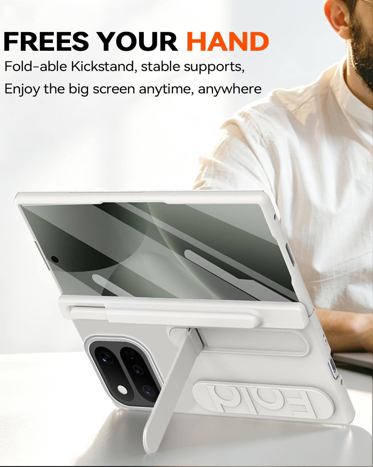 Funda plegable para Google Pixel 11 Pro con soporte para bolígrafo y lápiz capacitivo, protector de pantalla de bisagra completa, función atril, funda delgada mate para Google Pixel 11 Pro Fold