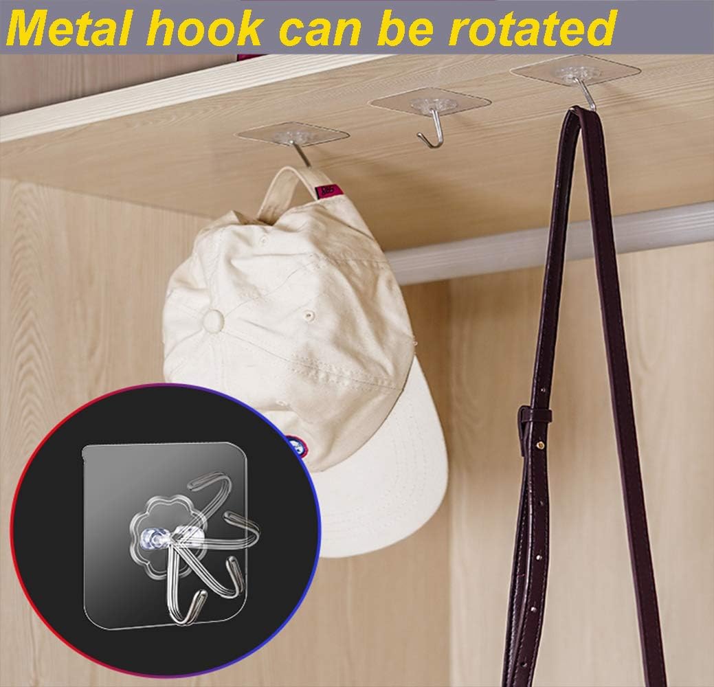 Bеѕt Dеаl Prоduсt Adhesive Hooks - Transparent Reusable Utility Hooks Heavy Duty Wall Hooks 13lb(Max) Seamless Hooks Waterproof and Oil Proof for Kitchen Bathroom and Kitchen (50)