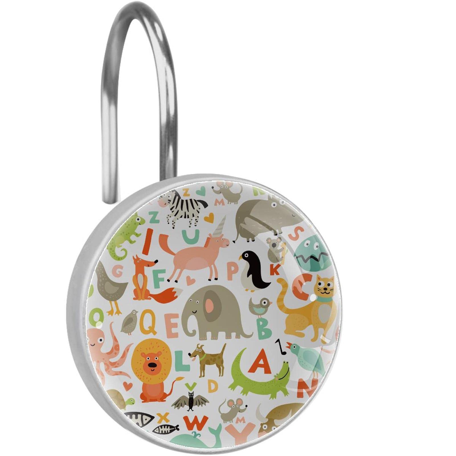 Crochets de rideau de douche anneaux de suspension enfants animaux alphabet