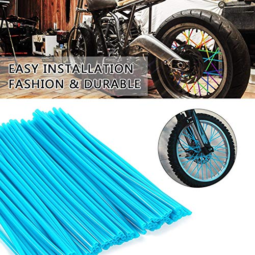 Universal Motocross Wheel Spoke Wraps Covers Kit Wheel Spoke Protector Motocross Dirt Bike Rims Skins Covers Off Road Motoycle Guard Wraps Kit (36Pcs) (Sky Blue) #TOP4