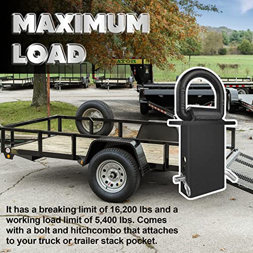 VONLX Stake Pocket D Rings 6Pcs 18000lbs Heavy Duty Removable D-Ring Stake Pocket Tie Down for Utility Trailers and Flatbeds with Hitch Pin, Removable Tie Down Utility for Flatbed Cargo Trucks, Black - Thumbnail 5