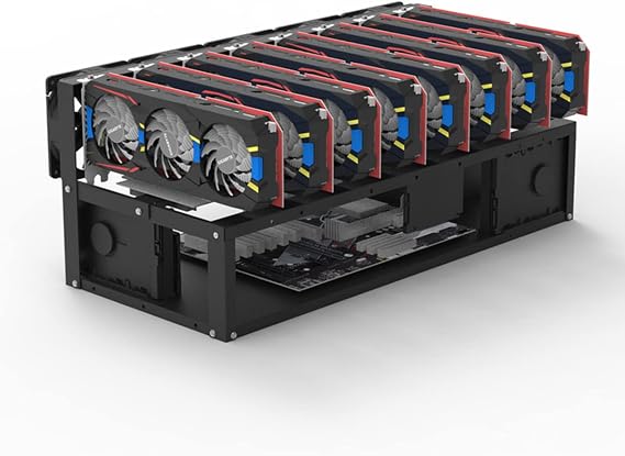 Springhall Mining Rig Frame, Steel Open Air Mining Frame Rig Case, Up to 8 GPU Cryptoins Currency, Bitcoin Mining Accessory Tool, Frame Only, Fan & GPU Not Included