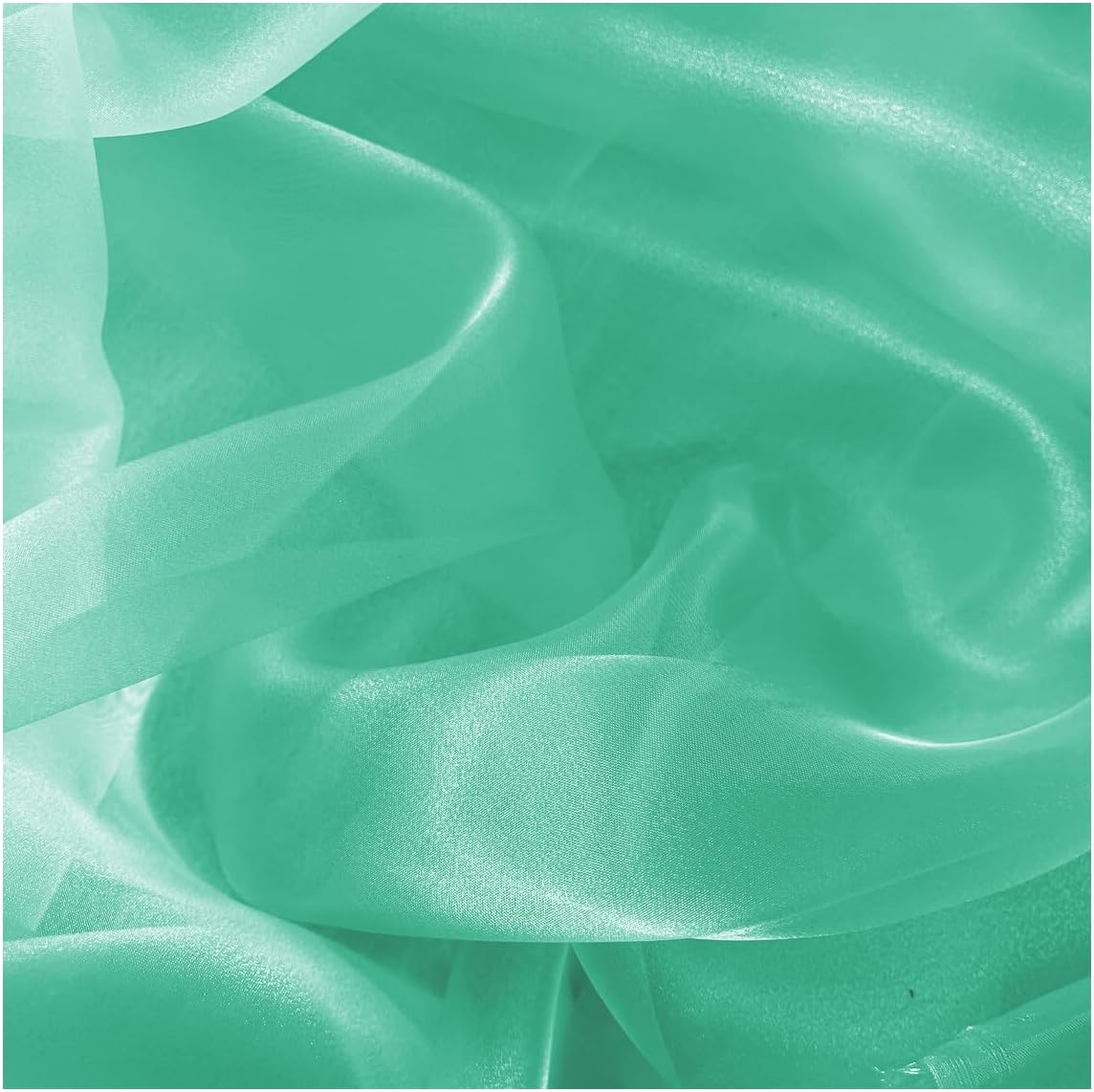 MDS Pack of 25 Yard Sheer Organza Fabric for Wedding Party Home Event Banquet Decorations, Backdrop Curtain Craft Dress Sewing Fashion DIY Crystal Organza Tulle Fabric Bolt 44” Wide - Mint