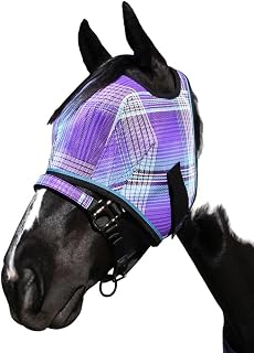 Kensington Fly Mask Web Trim — Protects Horses Face and Eyes from Bites and Sun Rays While Allowing Full Visibility — Ears and Forelock Able to Come Through The Mask, XXL-Draft, Lavender Mint