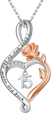 Birthday Gifts Necklace for Women 925 Sterling Silver Rose Flower Heart Infinity Pendant Jewelry Birthday Gift for Daughter Granddaughter