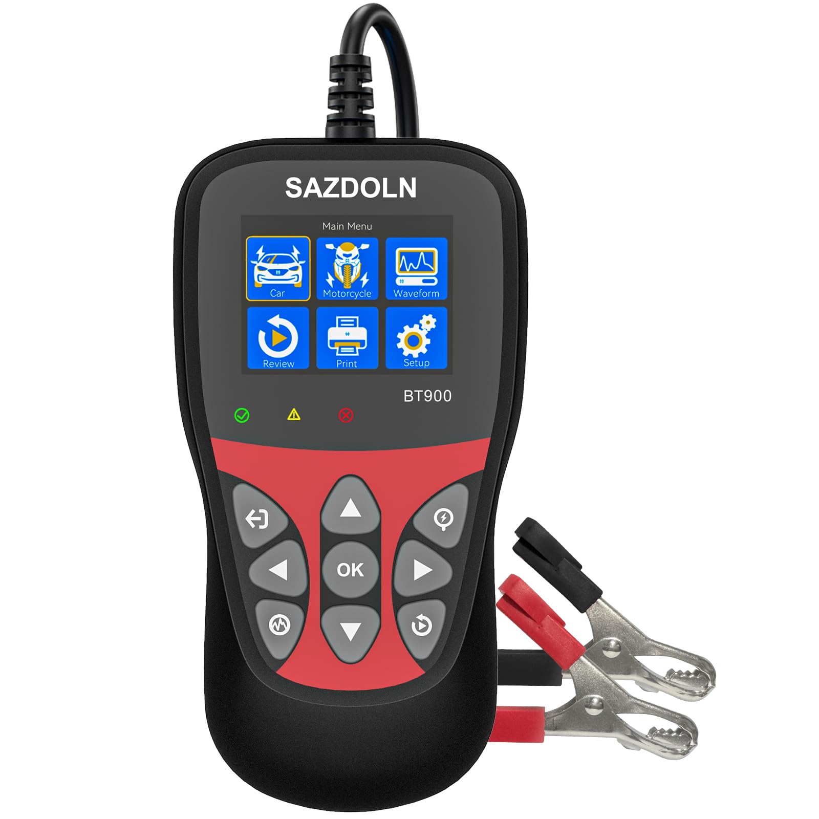 BT900 Car Battery Tester 12V Load Tester, 5-3000 CCA Automotive Alternator Tester Digital Auto Battery Analyzer Charging Cranking System Tester for Car Truck Motorcycle ATV SUV Boat Yacht