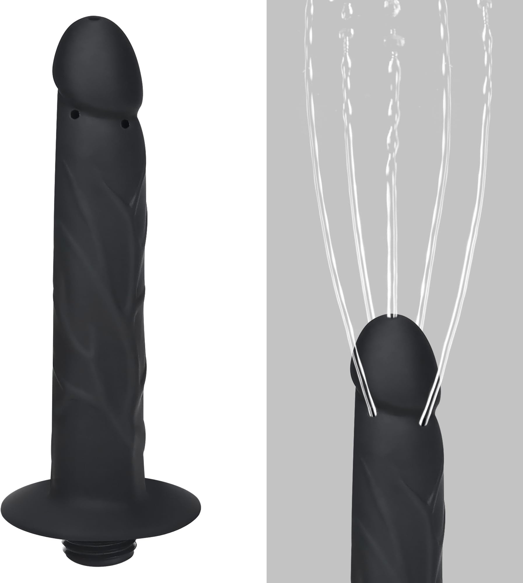 Upgrade 6 Holes Silicone Shower Cleaner Enema Douche System,Silicone Enema Nozzles Hose,Handheld Water Shower Anal Rinse Vaginal Cleaning Kit for Men and Women, Black